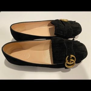 Authentic Gucci Black Suede Marmot Ballet Flats